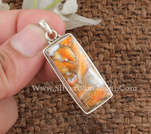 Colgante Rectangular de Turquesa Cobre Natural con Ostra, Plata de Ley 925, Amuleto Geométrico de Piedra Azul, Joyería Boho Hecha a Mano - Product Image 5