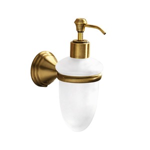 Botella de vidrio esmerilado clásica para montar en la pared con acabado en latón para baño - Product Image 1