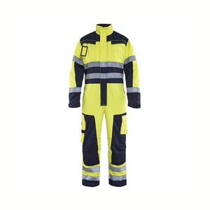 Overol de Trabajo de Alta Visibilidad Amarillo Marino con Franjas Reflectantes Uniforme de Seguridad Overol Protector para Hombre - Product Image 1