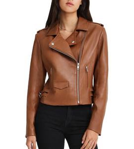 Chaqueta de Cuero Genuino de Oveja para Mujer al por Mayor, Chaqueta de Motocicleta de Lujo para Dama con Forro de Algodón Ecológico, a la Moda - Product Image 1