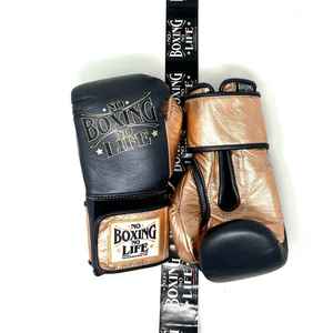 Gants de boxe professionnels de qualité supérieure, couleur or noir, dernière collection, No Boxing No Life, pour sparring et entraînement. - Product Image 1
