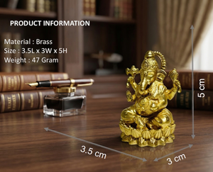 พระพุทธรูปพระพิฆเนศทองเหลืองแท้ 100% งานแฮนด์เมด ขนาด 3.5 3 5 ซม. น้ำหนัก 47 กรัม พระพุทธรูปพระพิฆเนศสำหรับพิธีบูชา ตกแต่งบ้านและเป็นของขวัญ - Product Image 2