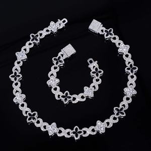 Luxury 18K Gold Plated S925 Moissanite Flower <b>Statement</b> <b>Necklace</b> Set Women's Party Jewelry Link Chain Design - Product Image 6