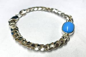 Pulsera de cadena cubana de turquesa azul natural, plata de ley 925, joyería para hombre, regalo personalizado con nombre para él - Product Image 2