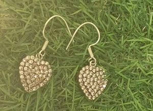 Silver Luxury White Heart Shaped <b>Pierced</b> Drop <b>Earrings</b> Women Gemstone Handmade Gift Wholesale Bulk Lot - Product Image 3