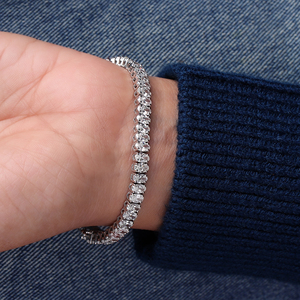Bracelet tennis ovale en diamants de laboratoire 12 TCW pour femmes, bracelet en or blanc 14 carats, diamants certifiés E-F/VVS-VS - Product Image 2