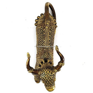 Statue de vache en laiton artisanale, Art Dhokra, Nandi en bronze avec couronne, imitation antique, plaqué or gravé, décoration d'intérieur - Product Image 5