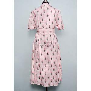 Nouvelle arrivée, robe mi-longue indienne style A, décontractée, pour soirée, robe d'été pour femme, une pièce, confortable au quotidien, 100% coton pur, imprimé floral Kangura - Product Image 6