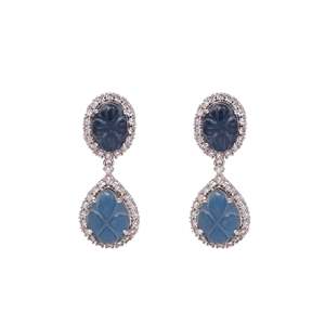 Antique Gold Rosalie CZ Designer Bridal Jewelry Set with Earrings - Product Image 4