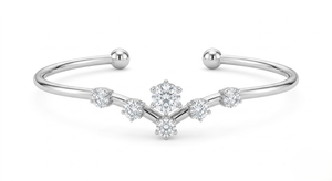 กำไลข้อมือทองคำ 14k สำหรับผู้หญิง ยี่ห้อ Aniva ประดับเพชรทรงกลมเจียระไนแบบเหลี่ยมคม ดีไซน์เรขาคณิต คลาสสิก เหมาะสำหรับเป็นเครื่องประดับงานแต่งงาน - Product Image 4
