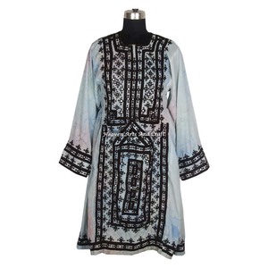 Vestido Afgano Bordado en Seda BDR003, Estilo Vintage Único, Gran Venta 2026, Vestido Banjara Afgano Bordado a Mano, Estilo Bohemio - Product Image 5