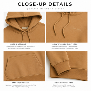 Sudadera con Capucha Unisex Color Camel Marrón, Sudadera con Capucha de Forro Polar Premium, Bolsillo Tipo Canguro, Logotipo Personalizado, Sudadera de Moda Urbana - Product Image 3