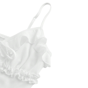 Women's <b>White</b> Solid Ruffle Strapless Cami <b>Top</b> <b>Tie</b> Front Peplum Sleeveless Casual Summer Fitted Tank <b>Top</b> XL - Product Image 4
