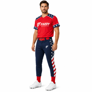 Ensemble d'uniformes de baseball personnalisés par sublimation – Maillot respirant à boutons et pantalon pour hommes et jeunes – Tenue patriotique d'équipe USA pour softball - Product Image 3