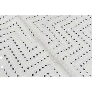 Tela de encaje georgette teñible en blanco roto de 44 pulgadas de ancho con bordado geométrico por yarda - Product Image 1