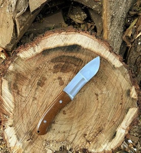 Cuchillo de Caza Hecho a Mano de Acero Inoxidable de Grado Industrial con Mango de Madera y Funda de Cuero para Acampar al Aire Libre - Product Image 1