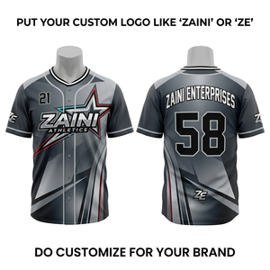 เสื้อเบสบอลยูนิเซ็กซ์ผ้าโพลีเอสเตอร์อินเตอร์ล็อคพรีเมียม 180 GSM สีขาวลายเส้น  พร้อมปักโลโก้ด้วยความร้อน  ติดกระดุมด้านหน้า สำหรับทีม - Product Image 1