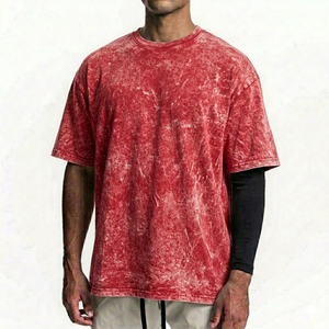 Camiseta de Hombre Oversize de Algodón 100% Pesado con Lavado Ácido y Logotipo Personalizado Impreso con Serigrafía - Venta al por Mayor - Product Image 4