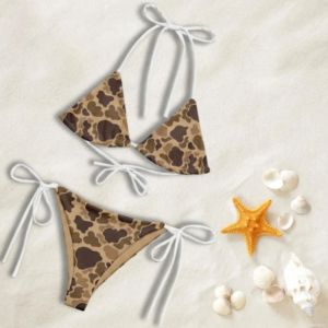 Dry Camo Print Beachwear Summer Mesh Swim Trunks for <b>Men</b> and Tie-Side <b>Bikini</b> for Women - Product Image 2