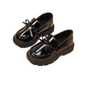 Chaussures à boucles pour enfants garçons, unisexes, bout rond, dessus en cuir véritable, semelle TPR, fabrication en gros - Product Image 1