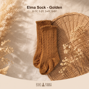 Bohopanna Elma <b>Sock</b> Golden Cotton Anti-Slip Kids <b>Socks</b> 0-1Y 1-2Y 3-4Y 5-6Y Unisex Boho Style Home Use - Product Image 3