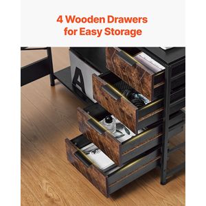 Scrivania per Computer a L Reversibile Moderna ed Elegante da 59 Pollici, Tavolo PC Robusto con Cassetti e Ripiani per Gaming - Product Image 3