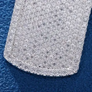 Collar con Colgante de Placa de Identificación para Perro de Moissanita, Plata de Ley 925, Estilo Rectangular Iced Out, Joyería Hip Hop con Aspecto de Diamante - Product Image 5