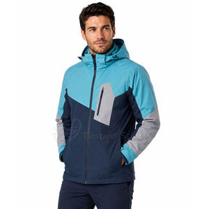 Veste matelassée à capuche pour homme, color-block, imperméable, sportive, fermeture éclair, coupe classique, extérieur en polyester avec doublure en nylon - Product Image 2