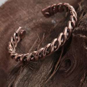 Bracelet magnétique en cuivre tressé fait main, ajustable, pour hommes et femmes, bracelets en fil torsadé ajustables - Product Image 1