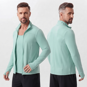 <b>Men</b> <b>Turtle</b> <b>Neck</b> Gym Fitness Jacket Breathable Sportswear Compression Jackets <b>Men</b> Polyester Full Zipper <b>Top</b> Yoga Workout Jacket - Product Image 1