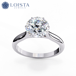 Anillo de Compromiso LOISTA para Mujer con Diamante Natural de Corte Brillante Redondo en Platino, Certificado GIA, Color D, Estilo Clásico - Product Image 2