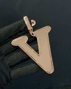 Rose Gold Tone Princess Cut Bezel Setting <b>Initial</b> Letter Pendant Necklace Moissanite Charm Cuban <b>Chain</b> Rhodium Plated Sterling - Product Image 2