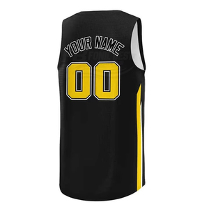 Ensemble de maillot de basket-ball réversible imprimé rayé noir et jaune, respirant et écologique, grande taille pour adultes, avec débardeur - Product Image 6