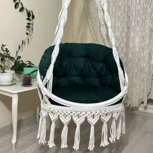 Silla Colgante de Macramé Arlina – Silla Columpio Boho Hecha a Mano con Cojín, Macramé para Interiores y Exteriores - Product Image 1