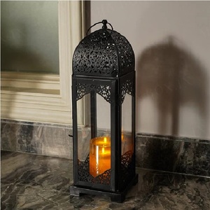 <b>Moroccan</b> Iron Lanterns Rectangular Black Candle Holders for Home <b>Decoration</b> Christmas Outdoor Indoor Use Durable Design - Product Image 2