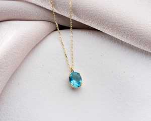 Collar con Colgante Ovalado de Tanzanita Vintage, Plata Tai, Chapado en Oro de 14K, Piedra de Nacimiento de Febrero Creada en Laboratorio, para Mujer, Aniversario - Product Image 1