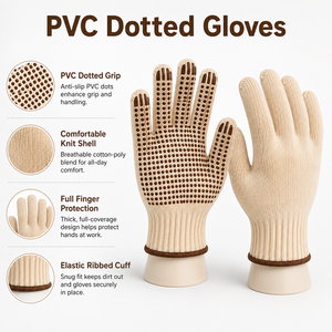 Guantes de Nailon Antideslizantes con Puntos, Resistentes al Calor, 10 mil de Grosor, 10 Pulgadas de Largo, Sin Silicona, Transpirables y Duraderos para el Trabajo Diario - Product Image 6