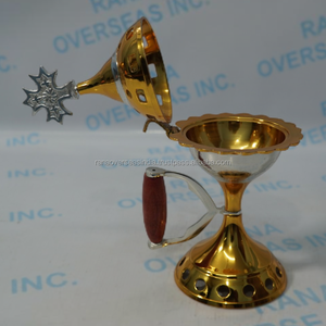 Premium Handmade Brass Incense Burner with Elegant <b>Cross</b> <b>Top</b> for Religious Worship Meditation and Fragrance Use - Product Image 4