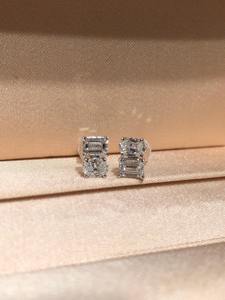 Emerald Round Brilliant Cut Lab Grown Diamond <b>Clip</b> <b>on</b> <b>Earrings</b> 14K White Gold 2ct Prong Set Minimalist Wedding Jewelry for Women - Product Image 6