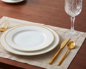 Juego de cubiertos modernos dorados con acabado de alto brillo, aptos para lavavajillas, de metal, para uso en cenas de boda. - Product Image 5