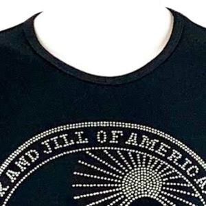 <b>Women's</b> <b>Black</b> Crew Neck T <b>Shirt</b> with Silver Land of American 1938 Family Graphic Short Sleeve Casual Cotton Tee Vintage Style - Product Image 3