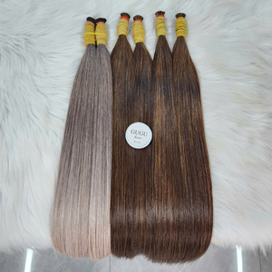Precio al por mayor: Extensiones de cabello virgen 100% vietnamita de primera calidad, lisas como hueso, a granel, de 16 a 32 pulgadas, súper doble densidad. - Product Image 4