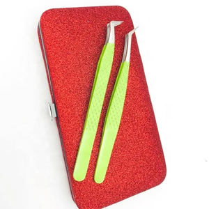 Pince à épiler à crochet en acier inoxydable de marque privée de haute qualité nettoyeur de sourcils pince à épiler à pointe de fibre de poignée en plastique - Product Image 1