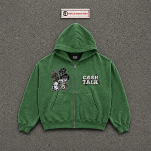 Sudadera con Capucha Verde para Hombre, Estilo Casual, con Cierre, Corte Regular, Felpa de Algodón, Estampado Otoñal, Logotipo Frontal, FASHIONAB - Product Image 5