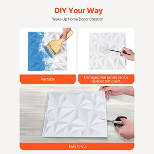 Set di 33 Pannelli 3D in PVC 11,81 X 11,81 Piastrelle Diamantate Minimaliste Moderne, Copertura 32 Piedi Quadrati, Decorazione Interna Effetto Marmo - Product Image 3