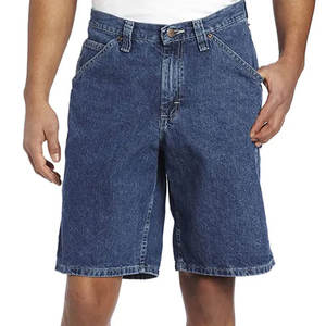 Shorts en jean vintage personnalisés pour hommes, style streetwear d'été, coupe charpentier, avec double genouillère et coupe ample - Product Image 1