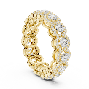 Bague d'éternité en or jaune avec diamants ronds, alliance de mariage et de fiançailles pour femme avec pavé de pierres multiples - Product Image 3