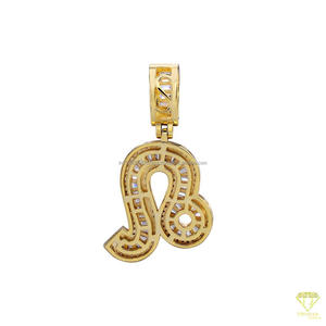 Iced Out Leo Sign Pendant Necklace With Moissanite Diamond and 925 <b>Silver</b> Custom Zodiac <b>Charm</b> - Product Image 4