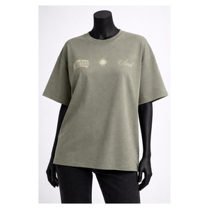 T-shirt en coton surdimensionné pour femme, imprimé graphique, coupe ample, style streetwear décontracté, col rond, épaules tombantes, tee-shirt tendance - Product Image 1