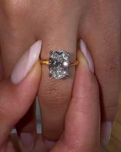 Bague de fiançailles solitaire minimaliste en or massif 14 carats avec diamant ovale de 2,50 carats cultivé en laboratoire, alliances d'anniversaire de mariage, vente en gros - Product Image 3